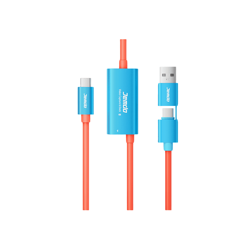 Jemdo One-Cable Video Capture Cord for Nintendo Switch 2, Steam Deck & ROG Ally, 1080P60 Capture with 100W PD Charging, USB 3.0 5Gbps, Plug & Play