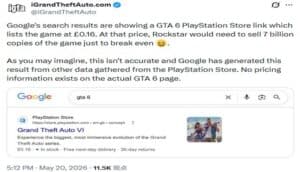 GTA 6 Appears on Google Search With Bizarre 16 Pence Price Tag